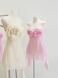 Cute A Line Spaghetti Straps Pink Mini Party Dresses Short Formal Homecoming Dresses Night Chic Elegant Short Dresses Cocktail Dress 16th Birthday Outfits Tulle Hoco Dresses HZ1121