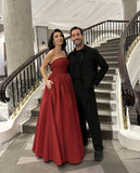 Glamorous A Line Strapless Burgundy Long Evening Party Gowns Evening Special Formal Dresses Prom Dress HZ1121