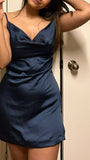 Pretty A line Spaghetti Straps Navy Blue Formal Homecoming Dresses Middle School Short 21st Birthday Outfits Graduation Dress Mini Cocktail Dresses HZ1121