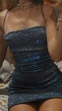 Pretty Sheath Spaghetti Straps Navy Blue Sequin Formal Homecoming Dresses Short 21st Birthday Outfits Graduation Dress Mini Cocktail Dresses HZ1121