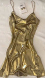 Pretty A line Spaghetti Straps Gold Satin Formal Homecoming Dresses 21st Birthday Outfits Graduation Dress Short Mini Cocktail Dresses HZ1121