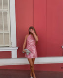 Pretty A Line High Neck Light Pink Sequin Formal Homecoming Dresses Short 21st Birthday Outfits Graduation Dress Mini Cocktail Dresses HZ1121