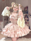 Vintage Ball Gown Square Neck Pink Lace Summer 18th Birthday Dress Lolita Dress Mini 18th Birthday Outfits Short Lolita Outfit HZ1121
