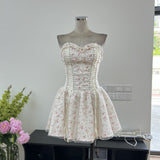 Modest A line Sweetheart Floral Blue Short Formal Homecoming Dress Middle School Short 18th Birthday Outfits Graduation Dress Cocktail Dresses HZ1121