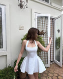 Pretty Ball Gown Halter White Formal Homecoming Dresses 21st Birthday Outfits Graduation Dress Short Mini Cocktail Dresses HZ1121