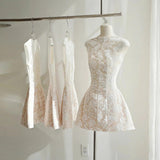 Simple A line Scoop Lace Short White Mini Formal 8th Grade Homecoming Dresses Middle School Cocktail Dress Hoco Outfits HZ1121
