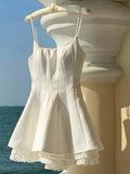 Unique A line Spaghetti Straps White Formal Homecoming Dresses 8th Grad Dance Graduation Dress Short Hoco Dresses HZ1121