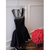 Cute Ball Gown Square Little Black Dress Short Mini Formal 8th Grade Homecoming Dresses Middle School Cocktail Dress Hoco Outfits HZ1121