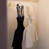 Cute Ball Gown Square Little Black Dress Short Mini Formal 8th Grade Homecoming Dresses Middle School Cocktail Dress Hoco Outfits HZ1121