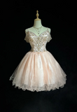 Cute Ball Gown Spaghetti Straps Light Pink Mini Short Formal Homecoming Dresses Party Short Prom Dress Hoco Dresses HZ1121
