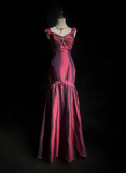 Retro Mermaid Sweetheart Burgundy Sleeveless Taffeta Long Prom Dresses Party Dress 18th Birthday Outfits Graduation Dresses HZ1121