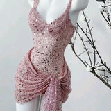 Unique Sheath Straps Sequin Lilac Formal Tight Homecoming Dresses 8th Grad Dance Graduation Dress Short Hoco Dresses HZ1121