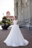 Simple Strapless Tulle Floor Length Wedding Dress Chic Sleeveless Bridal Gown HZ1121