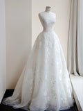 Elegant Strapless White Wedding Dress Applique Ball Gown Tulle Long Bridal Gowns HZ1121