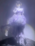 Cute Purple Square Neck Ball Gown Short Birthday Dress Tulle Purple Lolita Dress HZ1121