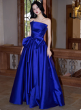 Elegant Strapless A-Line Evening Dresses, Royal Blue Formal Dresses HZ1121