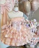 Cute Off-the-shoulder Ball Gown Lace Tulle Short Birthday Dresses Pink Lolita Dresses HZ1121