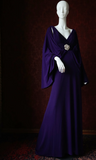 Chic V-neck Sheath Chiffon Long Prom Dresses, Purple Formal Evening Dresses HZ1121