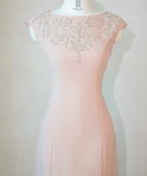 Elegant Jewel Mermaid Mother of the Bride Dresses, Pink Evening Gown HZ1121