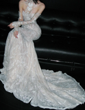 Gorgeous Sweetheart Neck Mermaid Long Wedding Dresses with Lace Beading Appliques Bridal Dresses White Sleeveless Bridal Gowns HZ1121