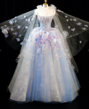Gorgeous Strapless Ball Gown Tulle Long Prom Dresses Cute Sleeveless Quinceanera Dresses Sweet 16 Dresses HZ1121