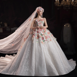 Timeless Sweetheart Neck Ball Gown Long Wedding Dresses Lace Sleeveless Bridal Dresses White Bridal Gowns HZ1121