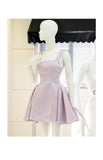 Cute A line Square Neck Lilac Party Dresses Short Formal Homecoming Dresses Night Chic Elegant Short Dresses Cocktail Dress 16th Birthday Outfits Hoco Dresses HZ1121