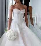 Pretty Wedding Dress Ball Gown Sweetheart White Sequin Long Wedding Dresses Bridal Gowns HZ1121