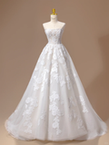 Princess Wedding Dress Ball Gown Strapless Lace White Long Wedding Dresses Bridal Gowns HZ1121